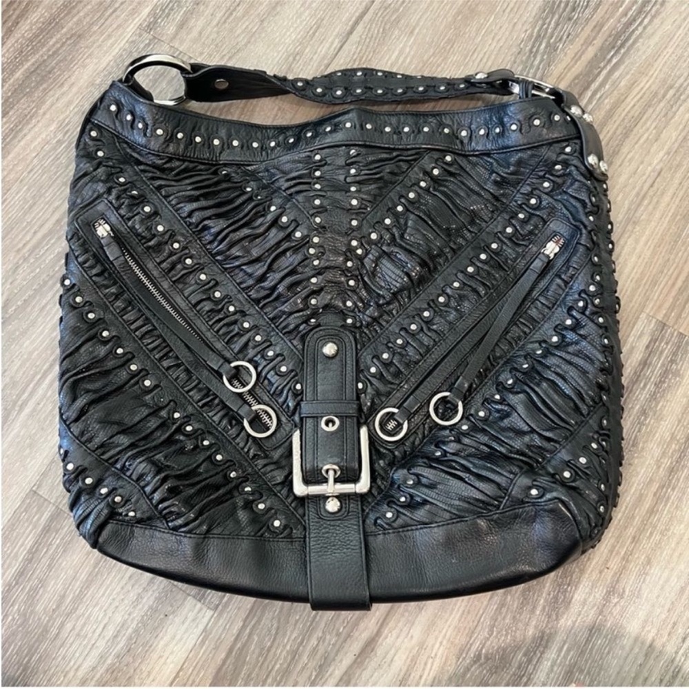 Isabella Fiore Black Studded Shoulder Bag